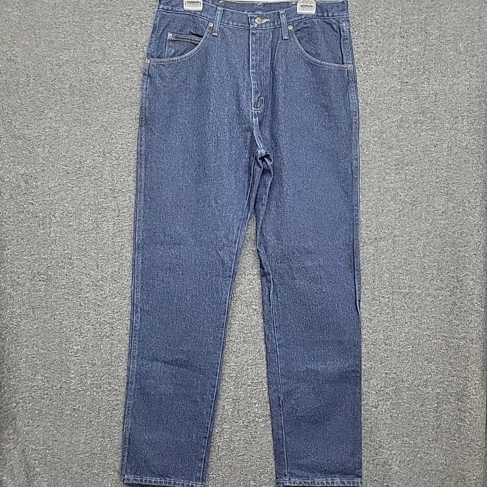 Wrangler Denim Dark Wash Blue Jeans Regular Fit Mens Size 34 x 34.5